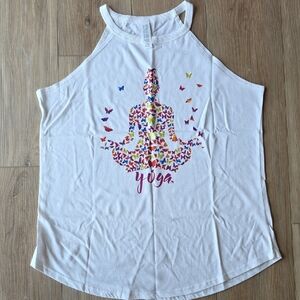 White Yoga Butterfly Tank Top